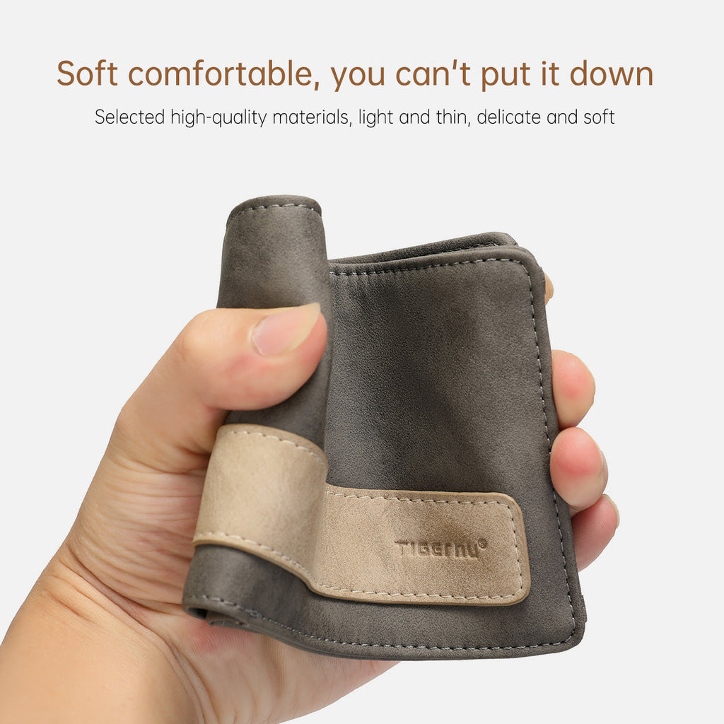 Tigernu, new men's leather short wallet, ultra-thin small wallet, casual men's wallet with card slot, coin wallet, men's wallet, men's mini bag