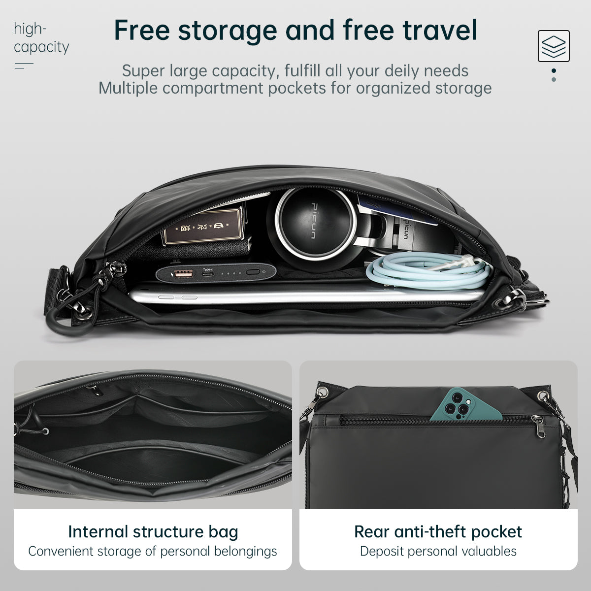 Tigernu T-S8359 customize brand new design expandable casual cross body bag teenager messenger bag for men