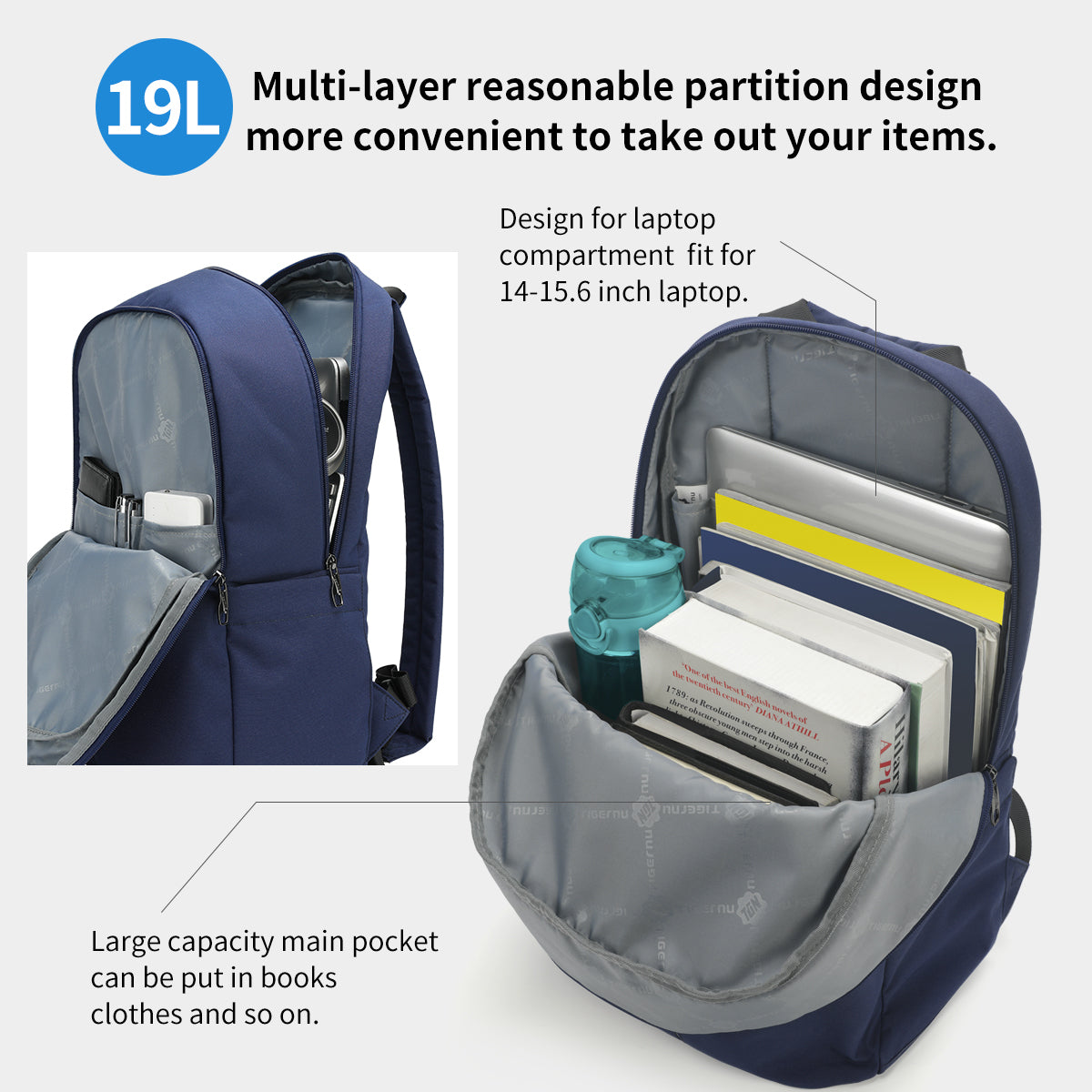 Lifetime warranty, 15.6 inch classic laptop backpack, men's anti-theft travel backpack, high-quality waterproof school backpack