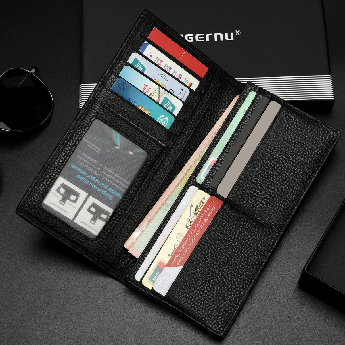 Lifetime Warranty Luxury Men's Wallet 100% Leather Men's Wallet Long Men's Leather Men's Wallet