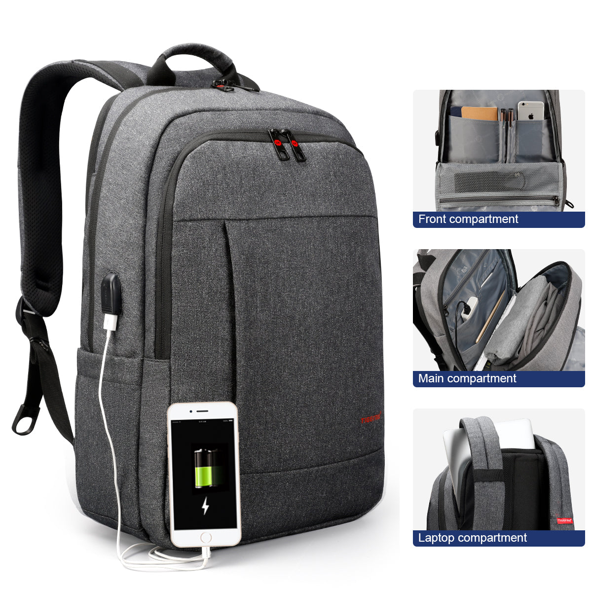 Garantía de por vida, bolso antirrobo para hombre de 15,6 a 19 pulgadas, mochila para portátil, bolso de hombro, mochila de viaje escolar para jóvenes, suministro directo