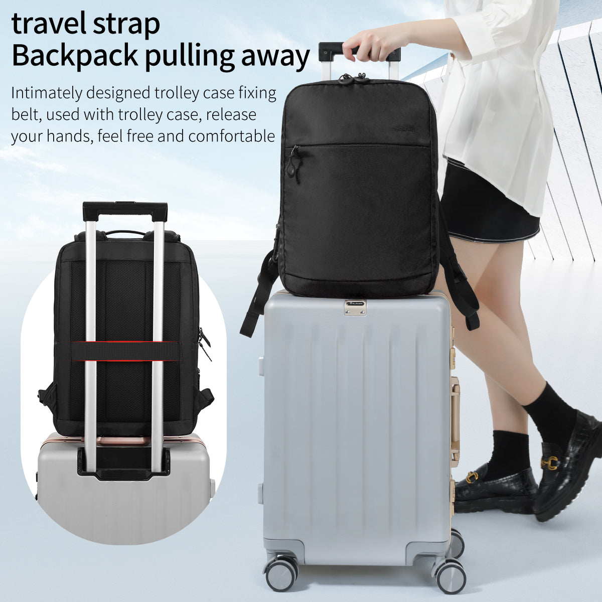 Multifunctional women's backpack Tigernu light women's laptop bag, expandable, business travel, schoolbag