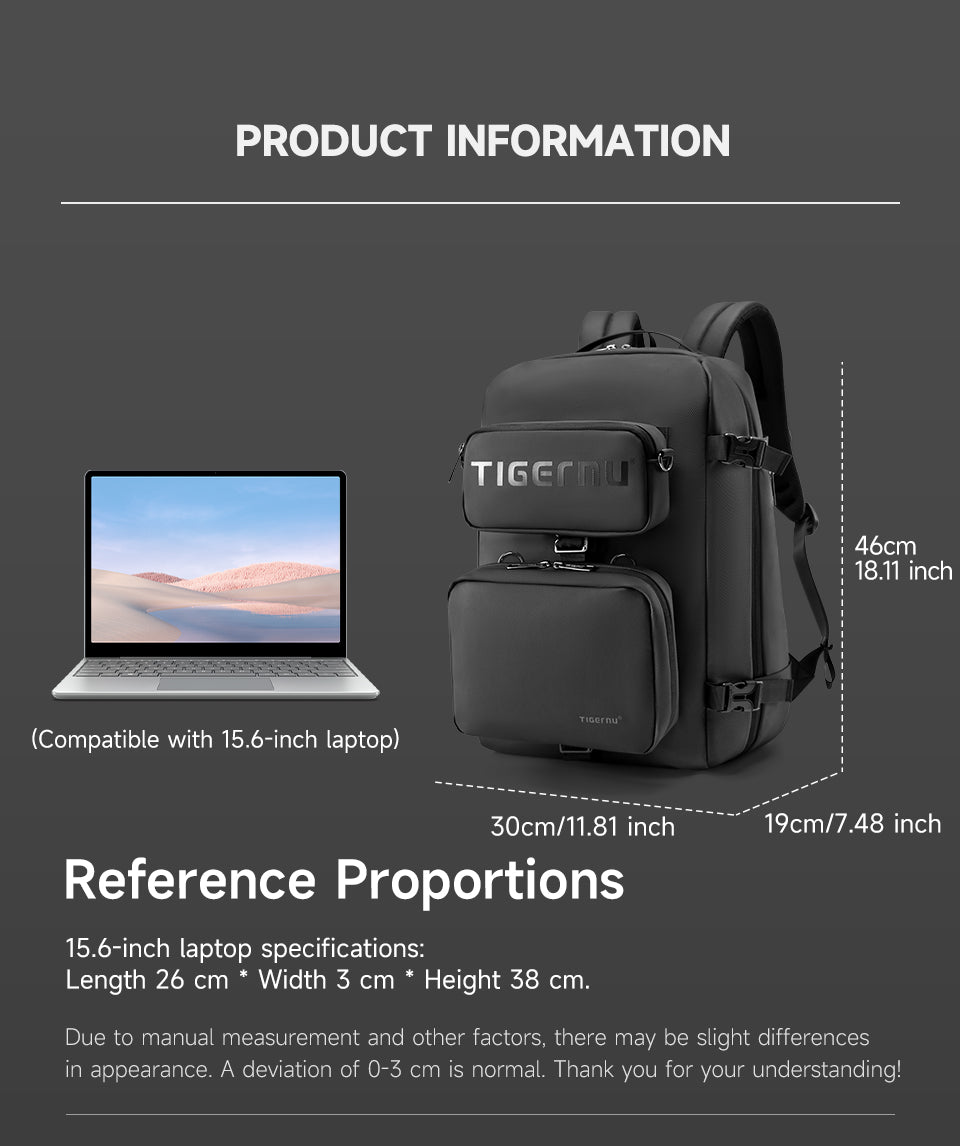 Tigernu brand new T-B9836 Large capacity Charging Port Detachable Style Multi-functional Backpack