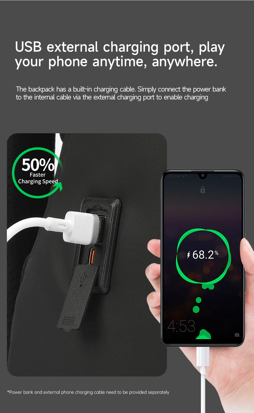 Tigernu brand new T-B9836 Large capacity Charging Port Detachable Style Multi-functional Backpack