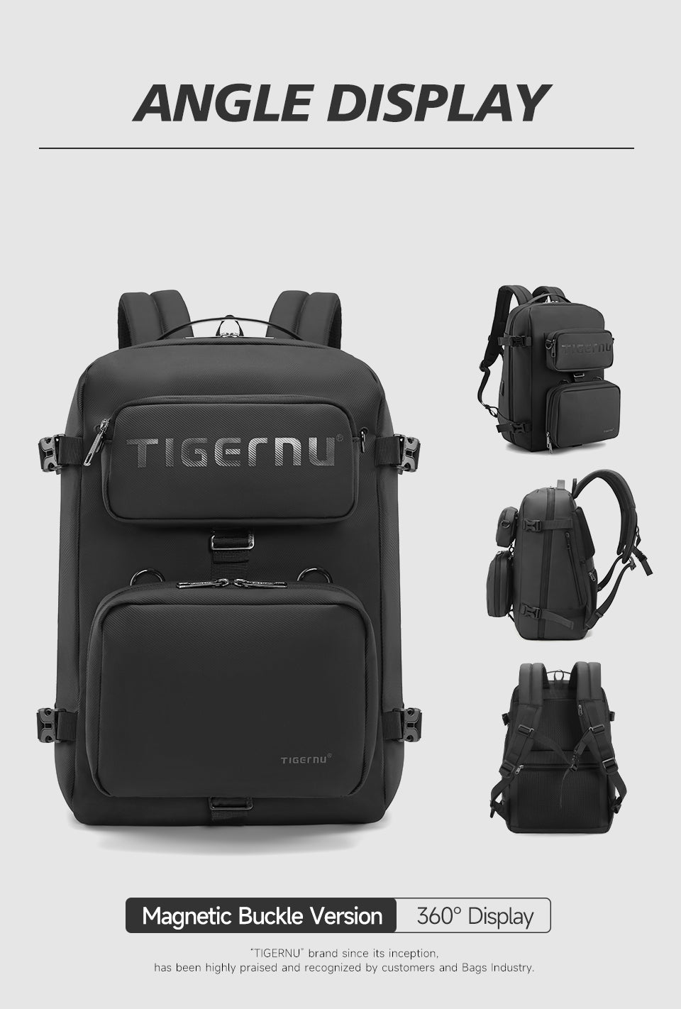 Tigernu brand new T-B9836 Large capacity Charging Port Detachable Style Multi-functional Backpack